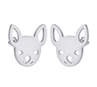 Cut-out Tiny Chihuahua Dog Earring Stainless Steel Minimalist Hand Painted Enamel Stud Earrings for Women Men Pet Chihuahua Dog Jewelry Gift (silver)