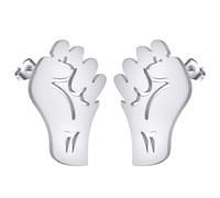 Cut-out Tiny Power Fist Earring Stainless Steel Minimalist Butterfly Stud Earrings for Women Men Black Lives Matter Jewelry Gift (silver)