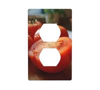 (Cut red tomatoes) 1 Gang Duplex Wall Plate Outlet Cover Decorative Switch Plate Receptacle Cover for Bathroom Bedroom Living Room