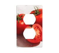 (Cut red tomatoes) 1 Gang Duplex Wall Plate Outlet Cover Decorative Switch Plate Receptacle Cover for Bathroom Bedroom Living Room