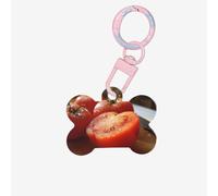 (Cut red Tomatoes) Bone Shaped Acrylic Pet ID Tag Lightweight Dog Tag Cute Printed Cat Necklace Decoration