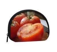 (Cut red tomatoes) Mini Coin Purse Shell Shape Zip Pouch Small Wallet for Women