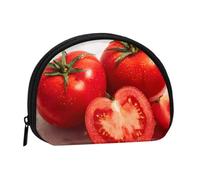 (Cut red tomatoes) Mini Coin Purse Shell Shape Zip Pouch Small Wallet for Women