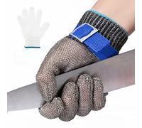 Cut Resistant Gloves Stainless Steel Wire Metal Mesh Butcher Safety Work Gloves for Cutting, Slicing Chopping and Peeling (Large)