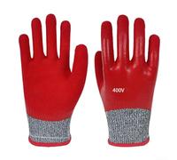Cut-resistant Insulated Gloves - PPE Work Gloves for Electricians - Touch Screen Compatible Safety Gloves for Live Wire Handling（Red ）