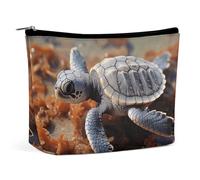 Cut Sea Turtle Makeup Bag, Portable PU Leather Cosmetic Bag with Zipper Pouch, Waterproof Travel Toiletry Bag for Women Men
