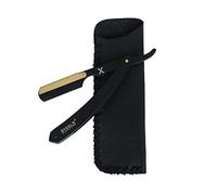Cut Throat Razor by SteelX Matte Black with Gold Plated, Professional Barber Razor, Premium Quality Straight Edge Razor, Moustache & Beard Shaving Razor Single Blade Razor & Travel Pouch, 2 Piece Set