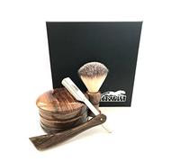 Cut Throat Shaving Razor Classic Packed in Stylish Box Set of 3 PCS Shaving Brush,Wooden Bowel & Shaving Cut Throat Razor for Men