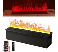 CUTANGELAR Auto-Fill Water Mist Fireplace - Realistic 3D Flame Effect, 7 Adjustable Colors, Zero Heating/Safe Touch, Humidifies Air, Stainless Steel Body (80-150cm)(80cm)