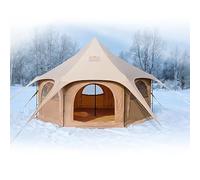 CUTANGELAR Canvas Tent Bell Tent, Canvas Bell Tent Yurt Tent 4 Seasons, For Glamping Family Camping, 4 Season Canvas Bell Tent, 218 Sq Ft, 9.19 Ft Peak Height, 15 Person, Zipped Removable Floor