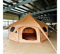 CUTANGELAR Circus Octagon Tent, Canvas Bell Yurt For Glamping. Wate-rproof Polycotton Construction With Stove Jack And Removable Floor Accommodates 6-10 People For Family Outdoor Recreation.