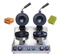 CUTANGELAR Commercial Ufo Burger Waffle Maker Dual Head Electric Ice Cream Sandwich Press With 180° Rotating Non-Stick Plates, Time & Temp Control For Bakeries Restaurants Breakfast Shops(Double Head)