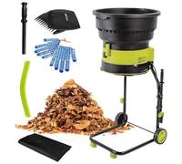 CUTANGELAR Electric Leaf Mulcher Shredder Bladeless, 2500W Yard Waste Crusher with Wheels & Storage Bag, Adjustable Compost Mulching for Garden Cleanup, Grass Clippings, Pine Needles(60mxpowercord)