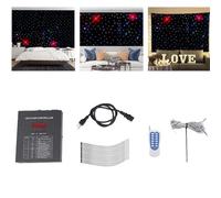 CUTANGELAR LED Stage Starry Sky Cloth Background,White and Blue Star Curtain Backdrop with DMX Controller Remote Control Foldable Wedding Stage Backdrop for Show Decoration(Colorful,4x4m)