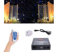 CUTANGELAR LED Star Light Curtain, Foldable DMX Control LED Stage Starry Sky Cloth Background LEDs Star Light Curtain Backdrop For Wedding Christmas Party Event Stage Show(White+Blue,4x4m)