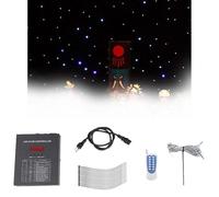 CUTANGELAR LED Star Lights Curtain, Stage Backdrops Starry Sky Cloth Background With DMX512 Control, White And Blue Foldable Stage Backdrop For Wedding Christmas Party Club(White+Blue,3x4m)