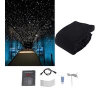 CUTANGELAR LED Star Lights Curtain, Stage Backdrops Starry Sky Cloth Background With DMX512 Control, White And Blue Foldable Stage Backdrop For Wedding Christmas Party Club(White,4x4m)