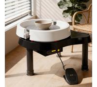CUTANGELAR New Pottery Forming Machine with 200W Motor, with an LCD Touch Screen and Foot Pedal for Speed Adjustment. Complete with A Detachable Basin for Adult Artists and Ceramic Hobbyists.(Black)
