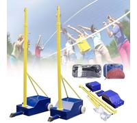 CUTANGELAR Professional Volleyball Poles, Adjustable Net Stand. With Volleyball Net/Badminton Net, Adjustable 4 Heights Of 5.1ft-6.89ft With Wheels And Net, For Serious Practice And Fun In Stadiums.