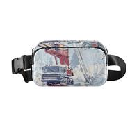 Cutaway Diagram ROCKETS Trendy Waist Bag Fanny Pack for Women Men Teenagers Mini Crossbody Shoulder Bag for Shopping, Construction Truck Cartoon Crane Icy Snowy, One Size