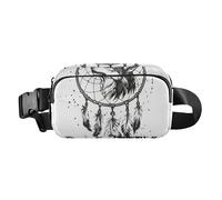 Cutaway Diagram ROCKETS Trendy Waist Bag Fanny Pack for Women Men Teenagers Mini Crossbody Shoulder Bag for Shopping, Dream Catchers Tribal Wolf White, One Size