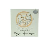 Cute 10th Wedding Anniversary Card, Dancing Bears - Free Metal 10th Anniversary Love Token Gift (gc-annidancing10)