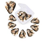 Cute 12 Pack Chihuahua Print Guitar Picks with Custom Organizer Storage Box, Guitar Accessories, Ukulele for Acoustic Guitar, Bass, Day Gift