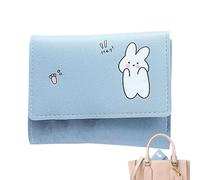 Cute - 12cm Small Triple PU , Small Card Holder, Foldable for Fashion Girls, Compact Money Pouch, Cute Animal Design | Stylish Mini for d, Light Blue, verwijzen naar de beschrijving, Unisex