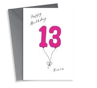 Cute 13th Birthday Card - Niece - Balloons