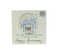 Cute 14th Anniversary Card, Relaxed Bears - Free Metal 14th Anniversary Love Token Gift (gc-annitv14)