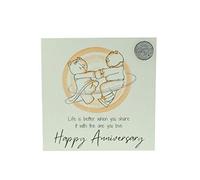 Cute 16th Wedding Anniversary Card, Dancing Bears - Free Metal 16th Anniversary Love Token Gift (gc-annidancing16)