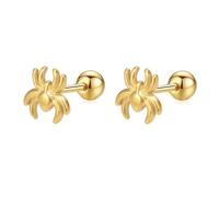 Cute 18g Spider Screw Back Halloween Small Stud for Women Men Sensitive Ear Punk Stainless Steel Gold Silver Plated Animal Little Tiny Mini Sleeper Cartilage Tragus Studs Fashion Jewelry for Party, S