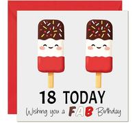 Cute 18th Birthday Card 'FAB' Cute Fabulous Ice Lolly Birthday Card for 18th Years, Eighteen, Eighteenth teenager