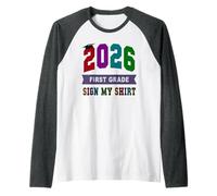 Cute 1st Grade Last Day 2026 Write My Autographs Throwback Raglan Baseball Tee
