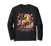 Cute 2026 Year of Crazy Horse Lady Club Lunar Rider Zodiac Long Sleeve T-Shirt
