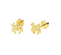 Cute 20g Spider Flat Screw Back Halloween Small Stud for Women Men Sensitive Ear Punk Stainless Steel Gold Silver Plated Animal Little Tiny Sleeper Cartilage Tragus Studs Fashion Jewelry for Birthday