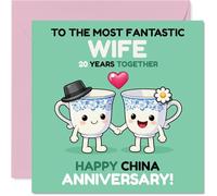 Cute 20th Anniversary Card for Wife, Sweet China Anniversary Design