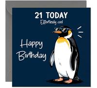 Cute 21st Birthday Card Cool Penguin Effortlessly Cool Birthday Card for 21st Years, twenty first, twenty one
