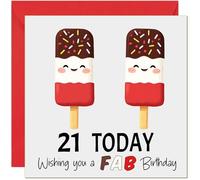 Cute 21st Birthday Card 'FAB' Cute Fabulous Ice Lolly Birthday Card for 21st Years, twenty first, twenty one