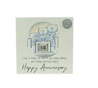Cute 25th Anniversary Card, Relaxed Bears - Free Metal 25th Anniversary Love Token Gift (gc-annitv25)
