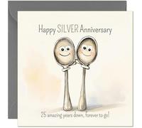 Cute 25th Wedding Anniversary Card - Silver Anniversary Card Spoons Design