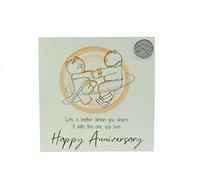 Cute 28th Wedding Anniversary Card, Dancing Bears - Free Metal 28th Anniversary Love Token Gift (gc-annidancing28)