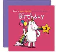 Cute 2nd Birthday Card, Super Sparkly Unicorn and Rainbow Magic