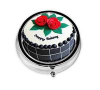 Cute 3-Compartments Round Pill Box Delicious Cakes Small Pill Case Portable Medicine Dispenser,for Pocket Purse