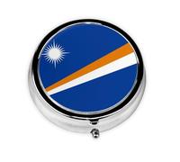 Cute 3-Compartments Round Pill Box Flag of The Marshall Islands Small Pill Case Portable Medicine Dispenser,for Pocket Purse