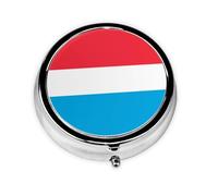 Cute 3-Compartments Round Pill Box Luxembourg Flag Small Pill Case Portable Medicine Dispenser,for Pocket Purse