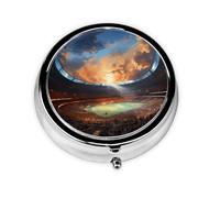 Cute 3-Compartments Round Pill Box Wonderful Soccer Game Small Pill Case Portable Medicine Dispenser,for Pocket Purse