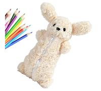 Cute 3D Animal Storage Pouch Large Capacity Pencil Case, Cream colour | Kawaii Pencil Case with Zipper for School Supplies Pens Erasers Girls Teens Nursery Home