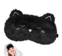 Cute 3D Black Kitten Kids Eye Masks, Fluffy Soft Silk Plush Black Kitten Sleep Eye Mask Plush Cartoon Eye Cover Novelty Personalised Travel Blindfold for Kids Girls Boys Women,Black Eye Mask