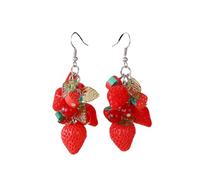 Cute 3D Fruit Dangle Earrings for Women Resin Imitation Food Drop Earrings Acrylic Strawberry Grape Orange Avocado Lemon Earrings Jewelry Gift-, Zinc, No Gemstone
